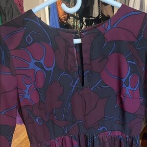 LOFT Long Sleeve Floral Dress in Plum, Navy and Black